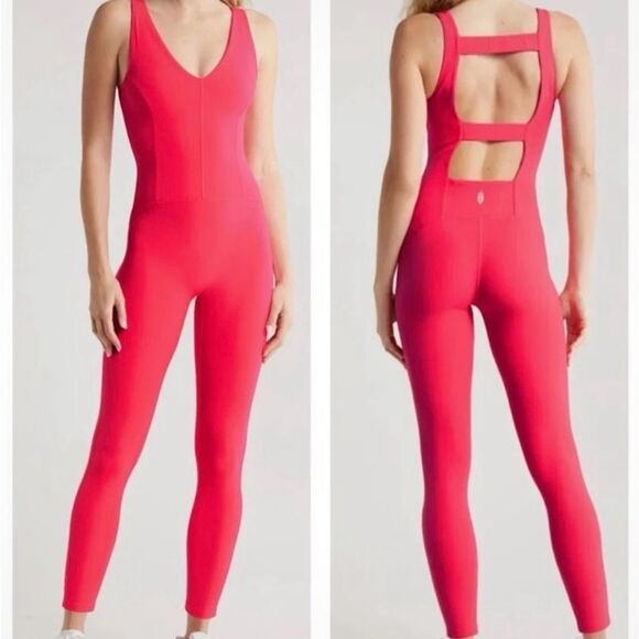 NWOT FP Movement by Free People Vibrant Pink Jumpsuit. - Picture 1 of 4